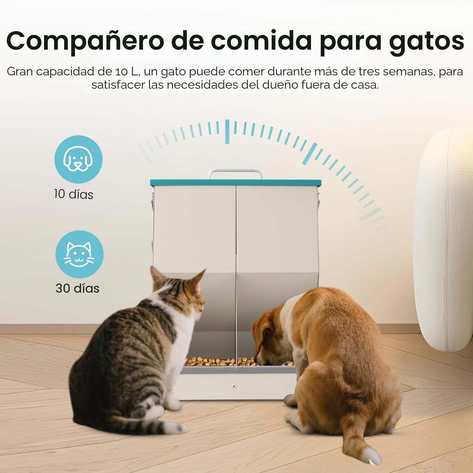 10L Automático Comedero para Gatos y Perros, Dispensador de Comida Seca para 2 Gatos, Dispensador Automático de Comida para Mascotas para Perros