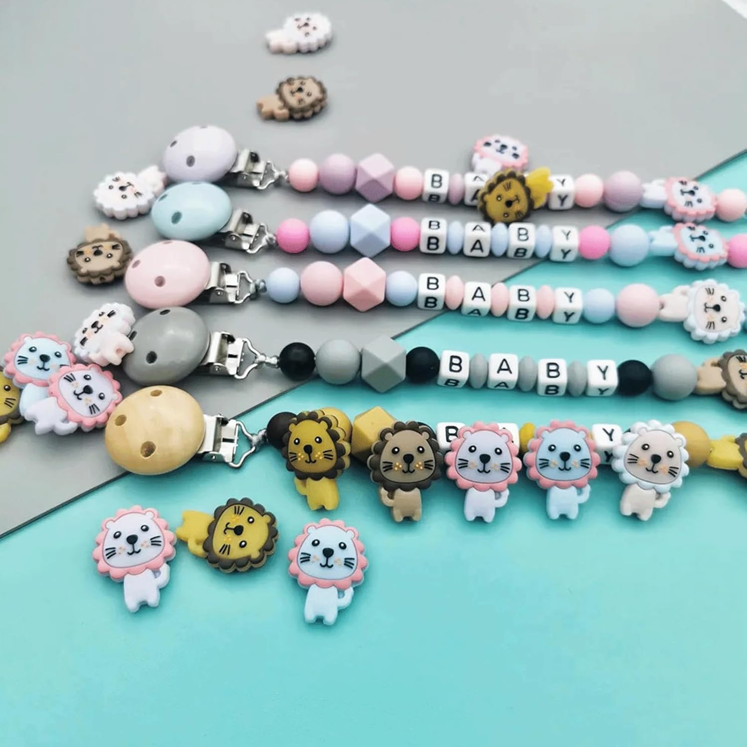 8PCS Lion Silicone Beads Colorful Silicone Beads Bulk Spacer Beads Colorful Focal Beads for DIY Craft Garland Keychain Lanyard Necklace Bracelet Jewelry Making Accessories Handmade Crafts - Image 3