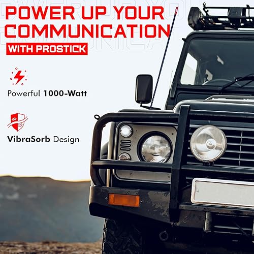 Miniatura 5 de Antena de radio CB negra de fibra de vidrio de 2 pies de 1000 vatios con resorte de acero inoxidable resistente