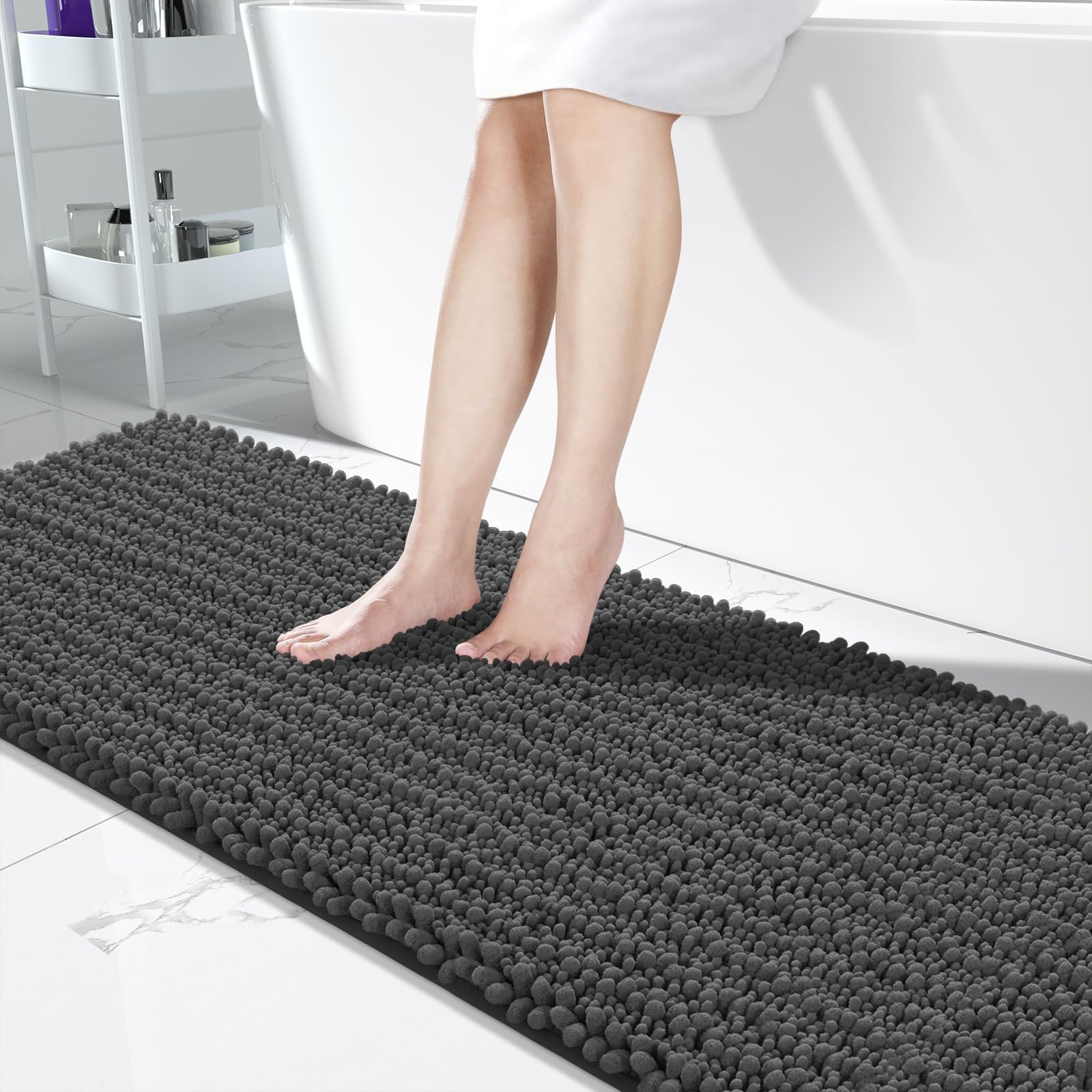 Yimobra Original Luxus Chenille Badezimmer Läufer Teppiche 178 x 61 cm Weiche Lange Große Badvorleger Super Saugfähig rutschfest Maschinenwaschbar Teppiche für Zuhause Kinderzimmer Bett Wohnzimmer