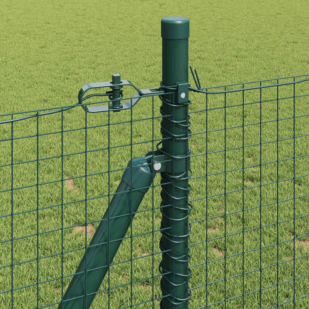Recinzione metallica saldata da 10 x 1 m, con 5 lastre di cemento, recinzione da giardino in acciaio rivestito in PVC, rete verde per esterni