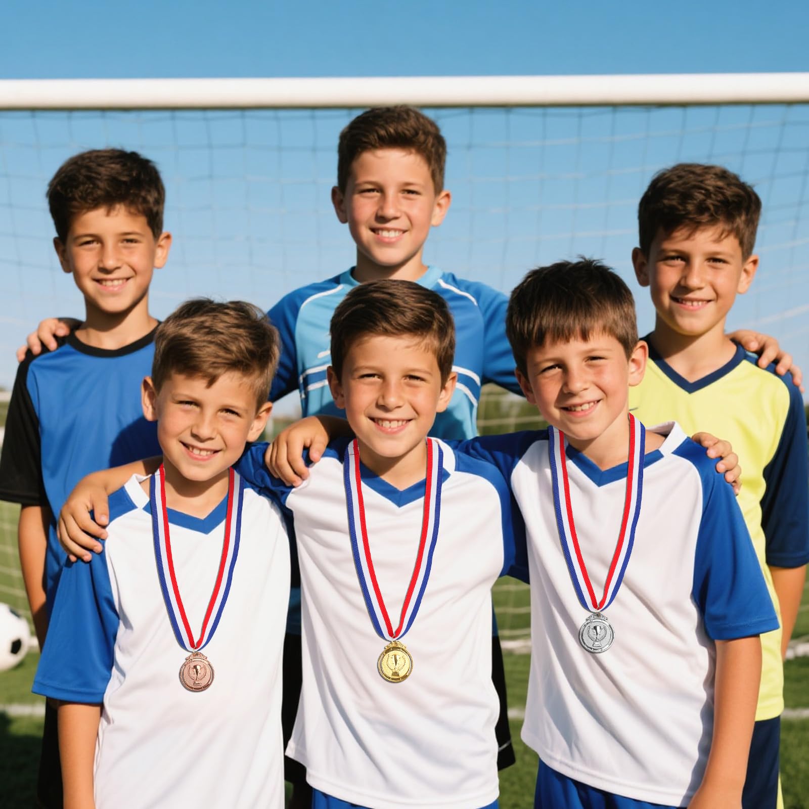 Penitue 12pz Trofeo Medaglie Premio, Zinco Lega Oro Argento Bronzo Medaglie Premio Metallo con Nastro da Collo in Poliestere per Scuola Cerimonia di Premiazione Competizione Sportiva Premiato