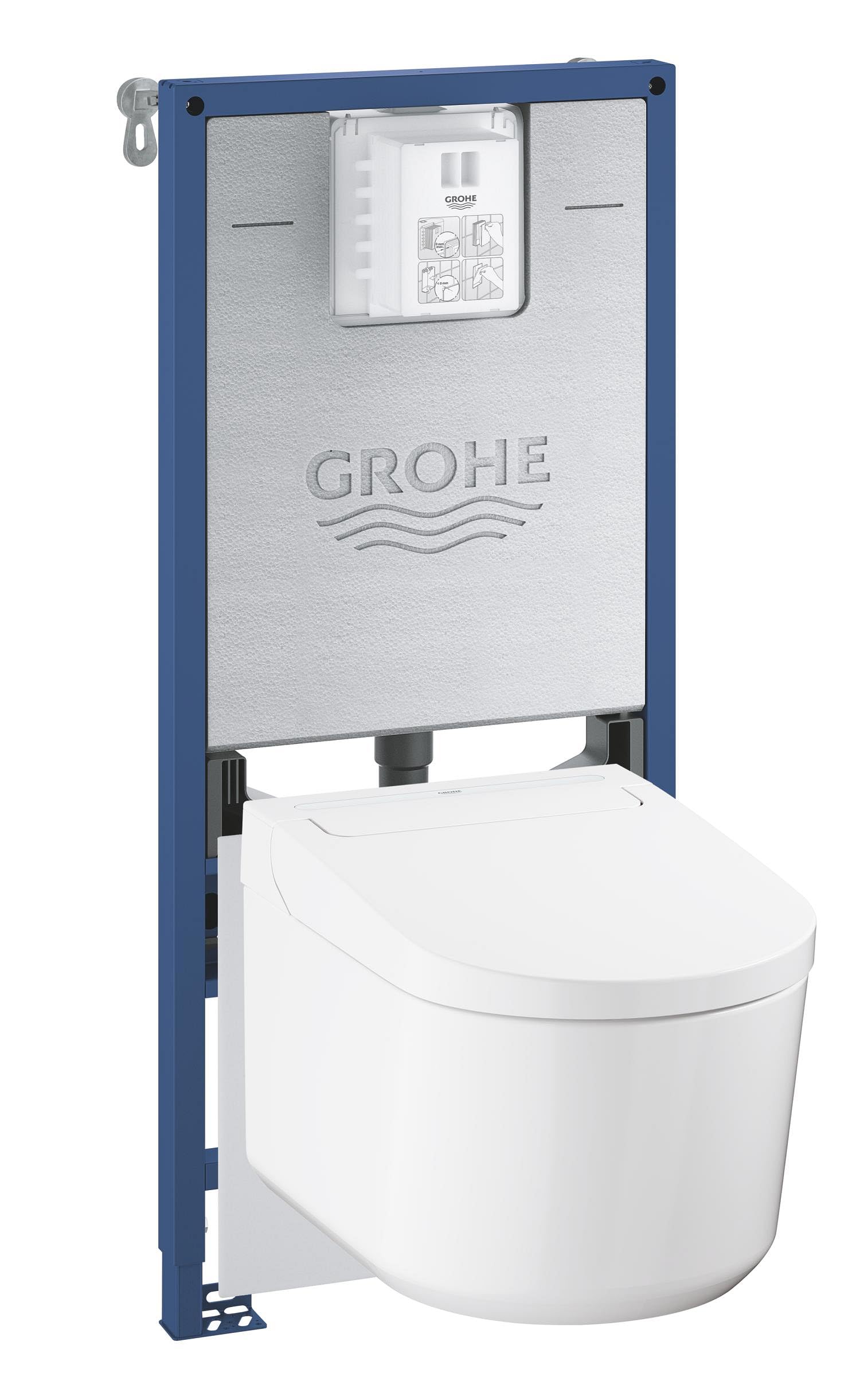 GROHE Rapid SLX Pack bâti WC 4 en 1, Prise de courant intégrée, WC lavant complet Sensia, Supports muraux, Set d'isolation phonique pour WC, Régulateur de débit inclus, 36509SH0