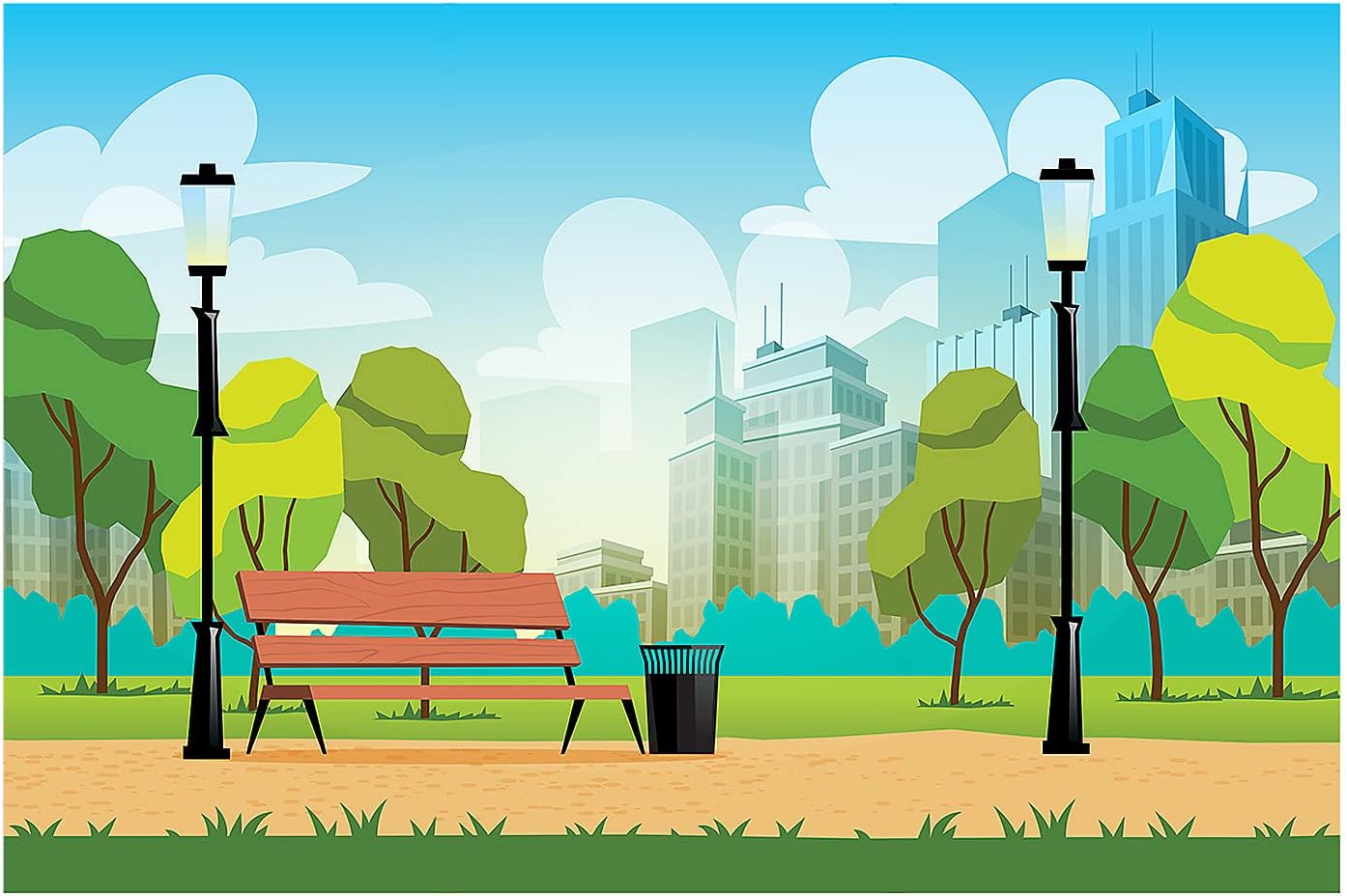 City Park Scene Backdrop - 3 Pieces