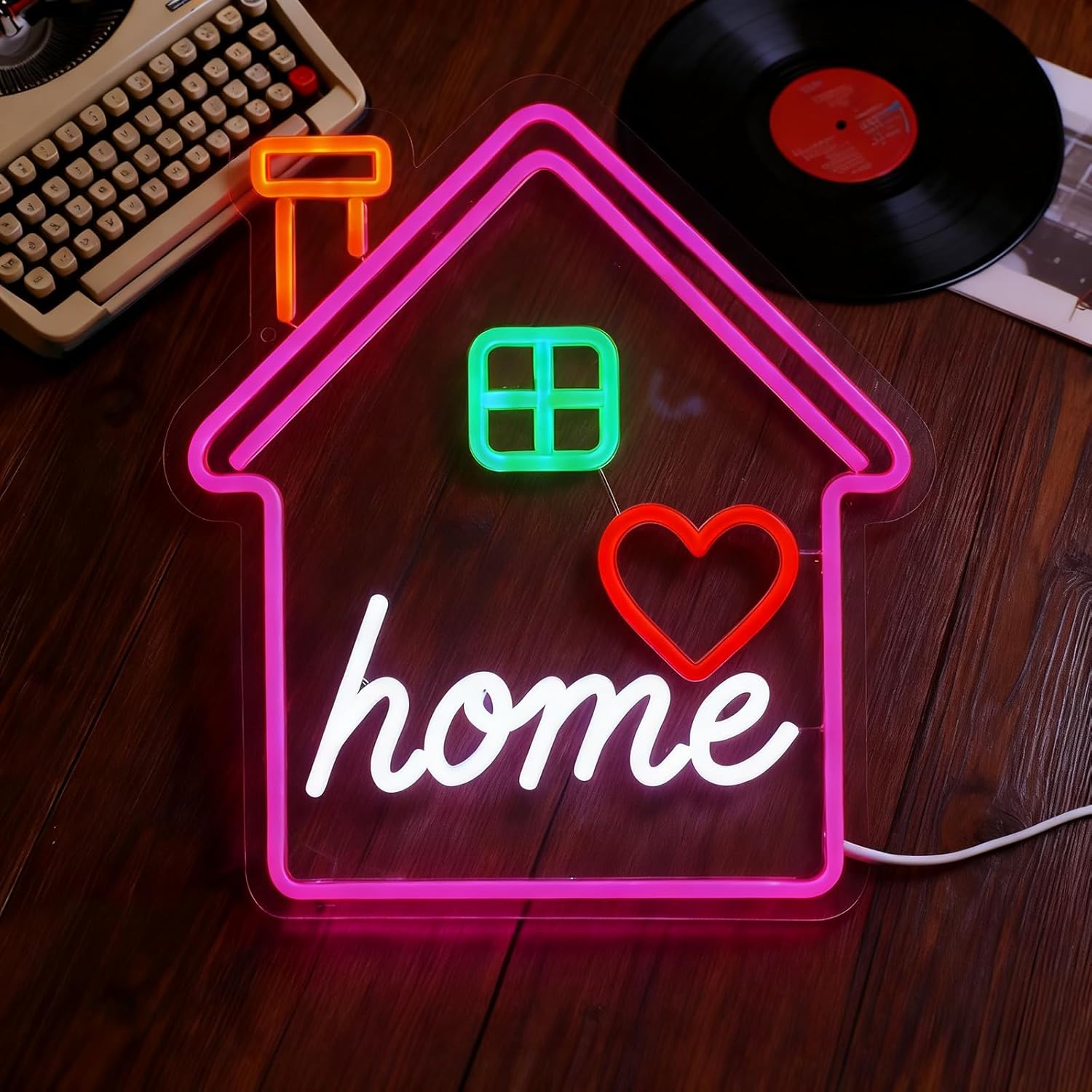 Family Neon Sign for Wall Decor -14.3"x13" Home Sweet Home Wall Decor, Dimmable USB Light for Living Room/Bedroom/Entryway