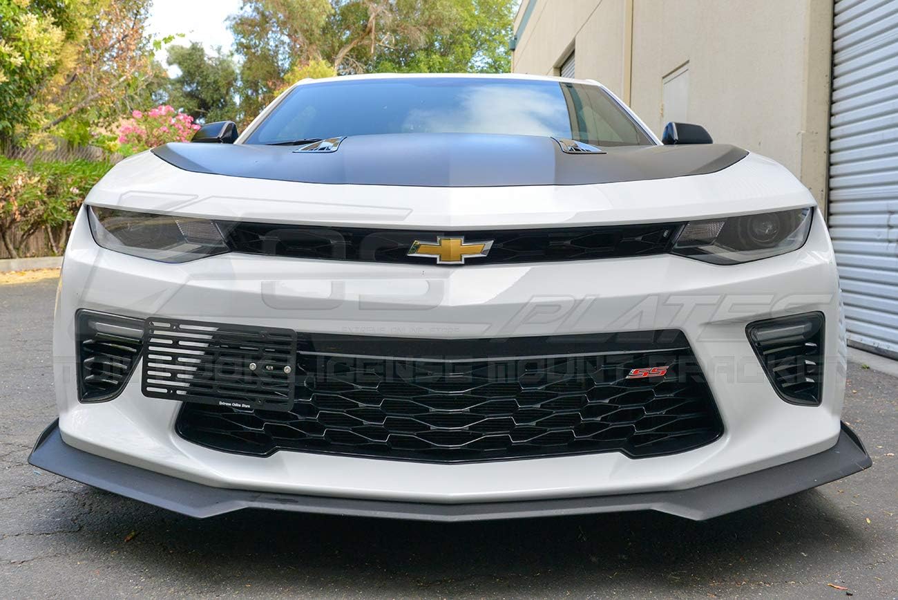Extreme Online Store Replacement for 2016-Present Chevrolet Camaro RS SS ZL1 | EOS Plate Version 2 Front Bumper Tow Hook License Plate Relocator Mount Bracket EOS-Tow-409-V2 (Full Size)