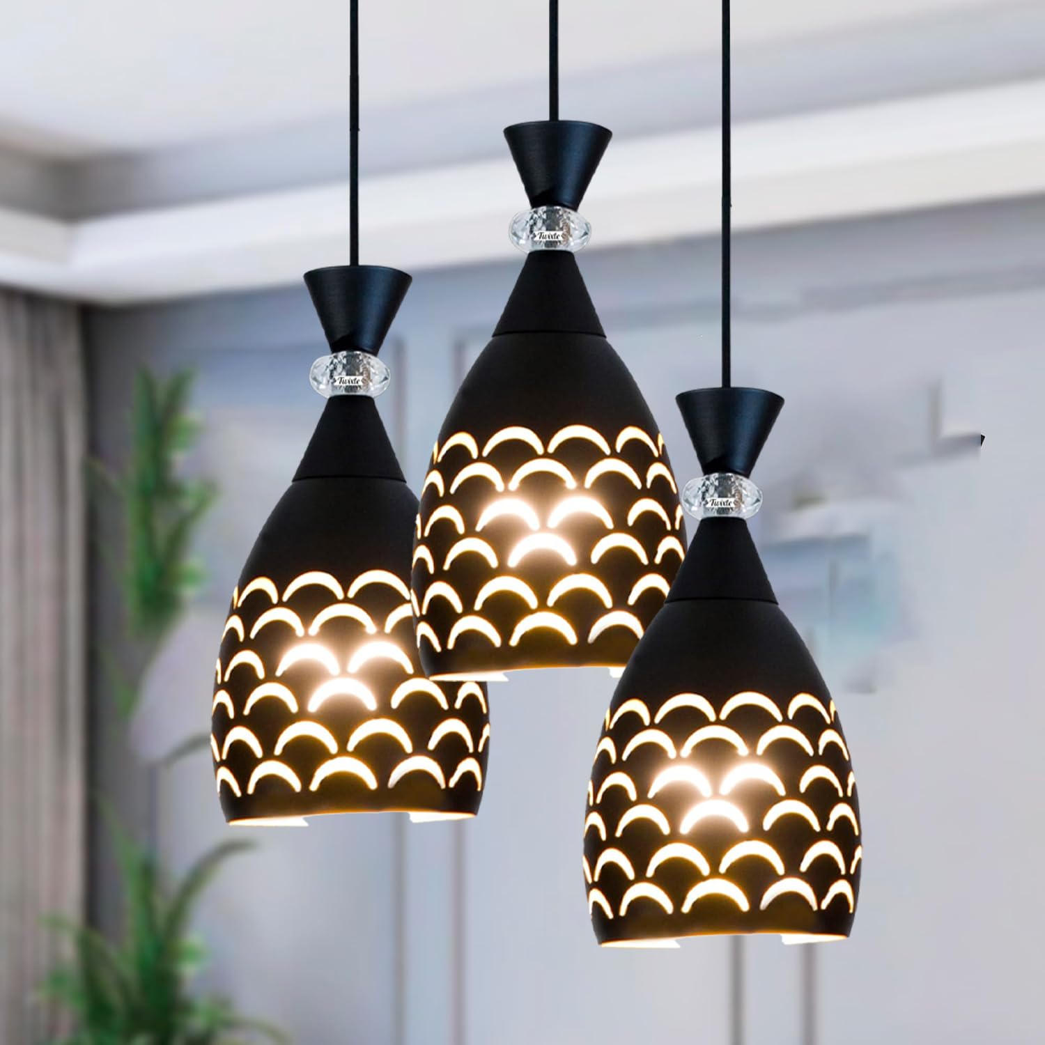 Black Pendant Lights - Classic Hanging Lights Set -21