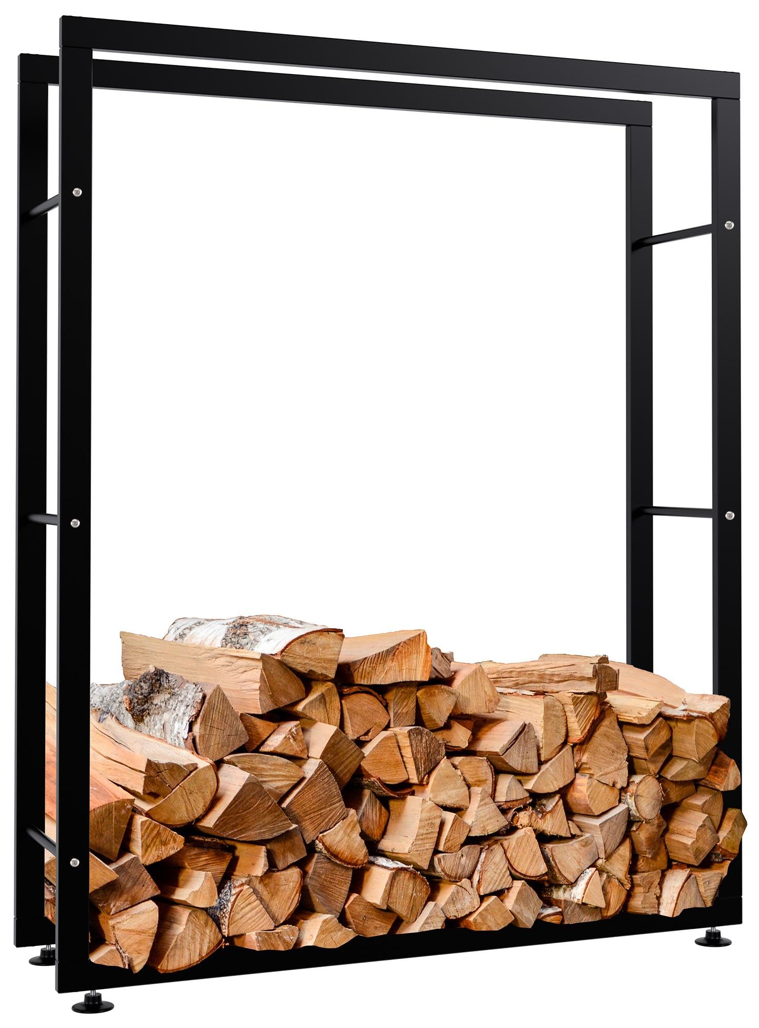 CLP Porte-bûches pour Bois De Cheminée Keri V2 en Métal Noir I Porte-Bois De Chaminée Solide Et Moderne I Support pour Bûches, Couleur:Noir, Taille:25x100x125 cm