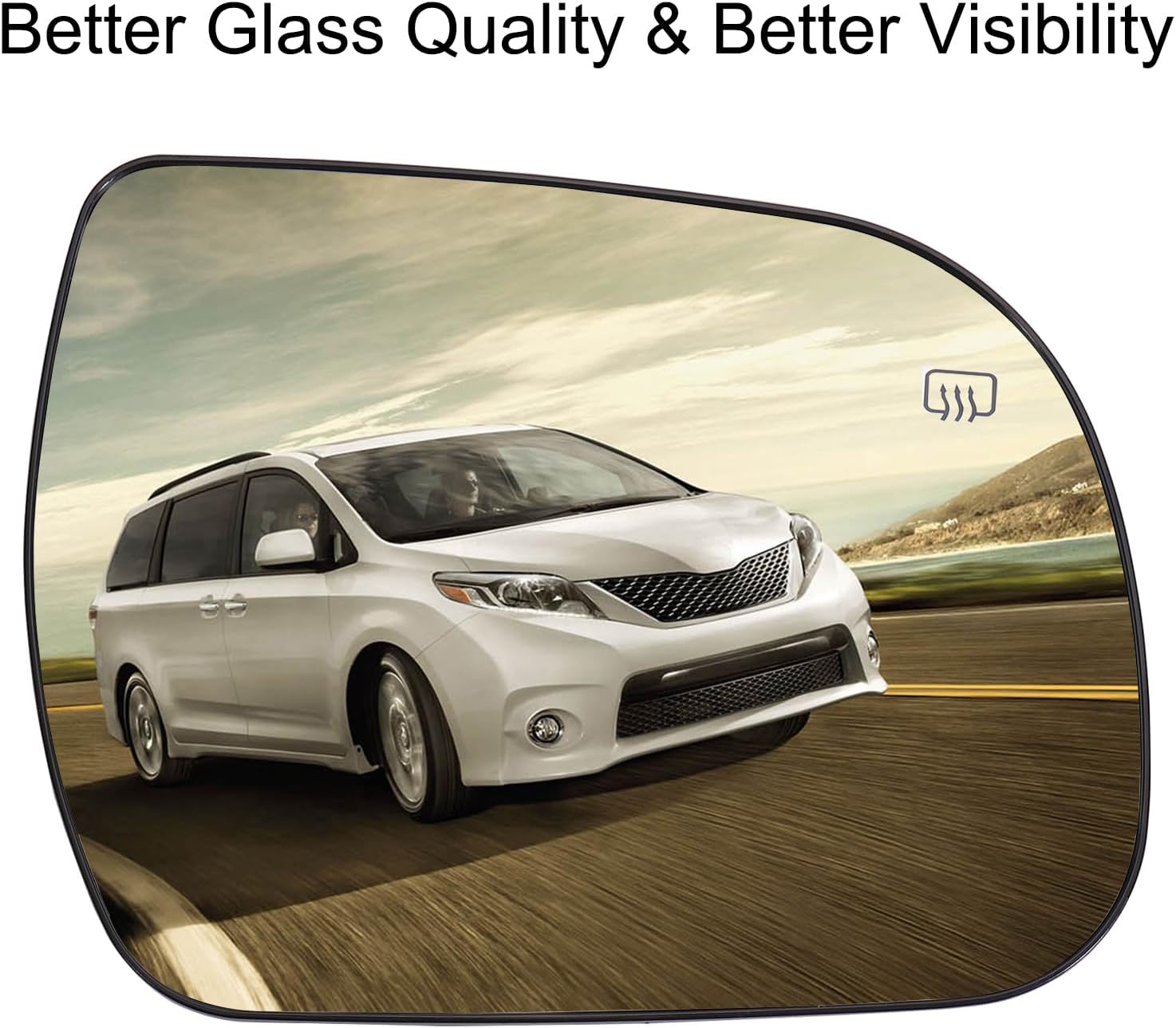 Passenger Side Mirror Replacement for Toyota Sienna (US Version) 2010-2020 Right Side Mirror Glass Replacement