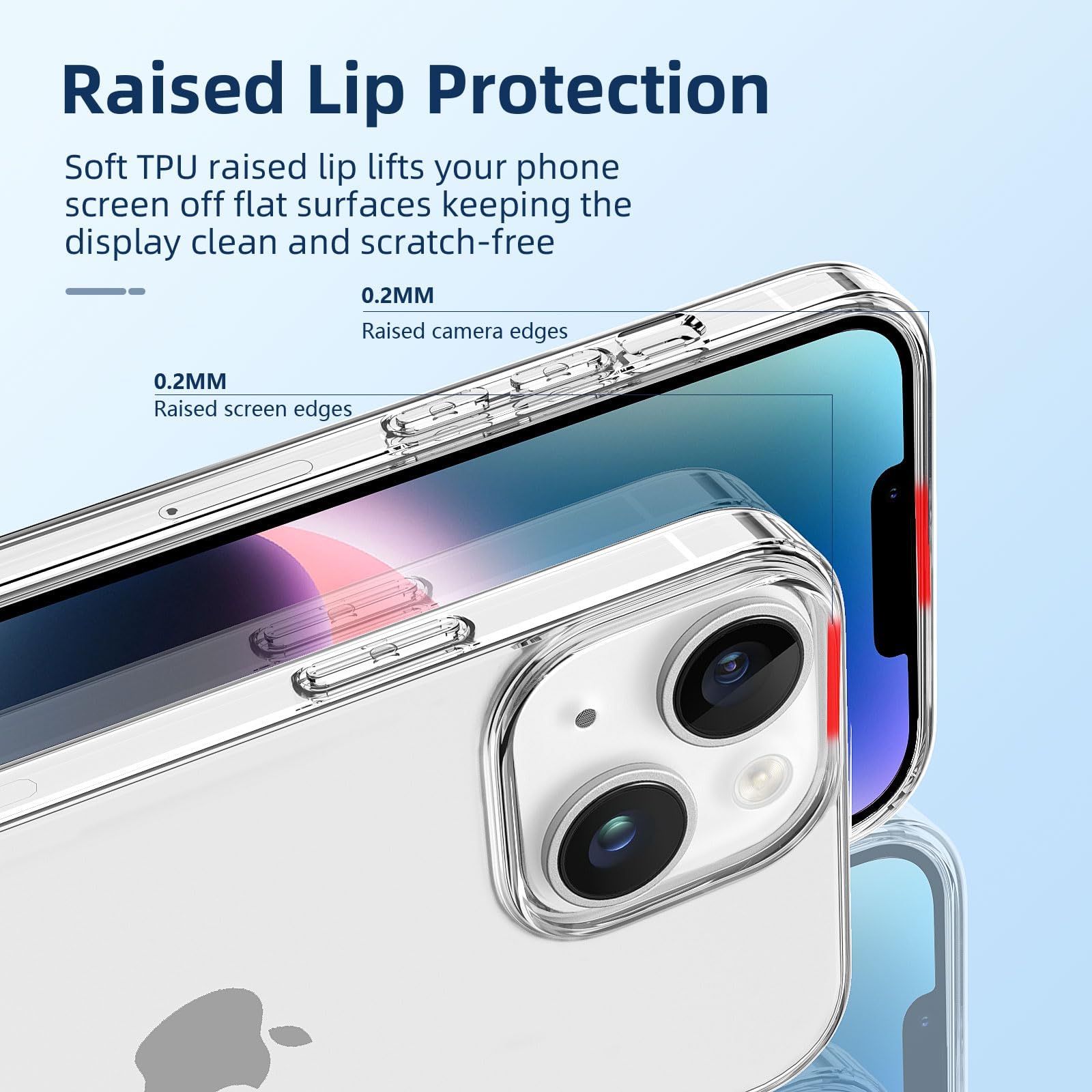 NEW'C Cover per iPhone 14 (6,1 Pollici) Gel TPU in silicone ultra trasparente e 2 × vetro temperato per iPhone 14 (6,1 Pollici), Pellicola proteggi schermo