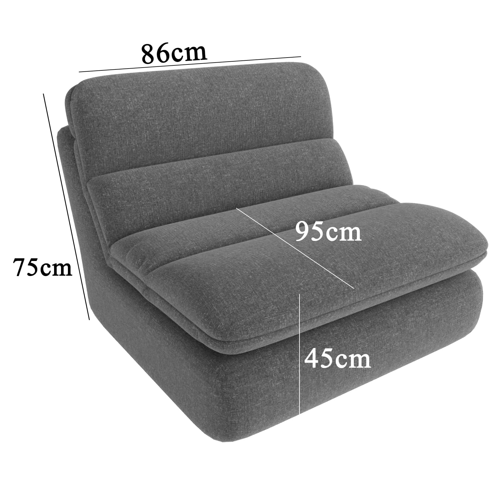 Puf Sofá de Suelo, Silla de Suelo con Respaldo, Sofá Perezoso de Compresión de Una Pieza Relleno de Espuma, Cómodo Sofá de Suelo para Salón Dormitorio (Gris)