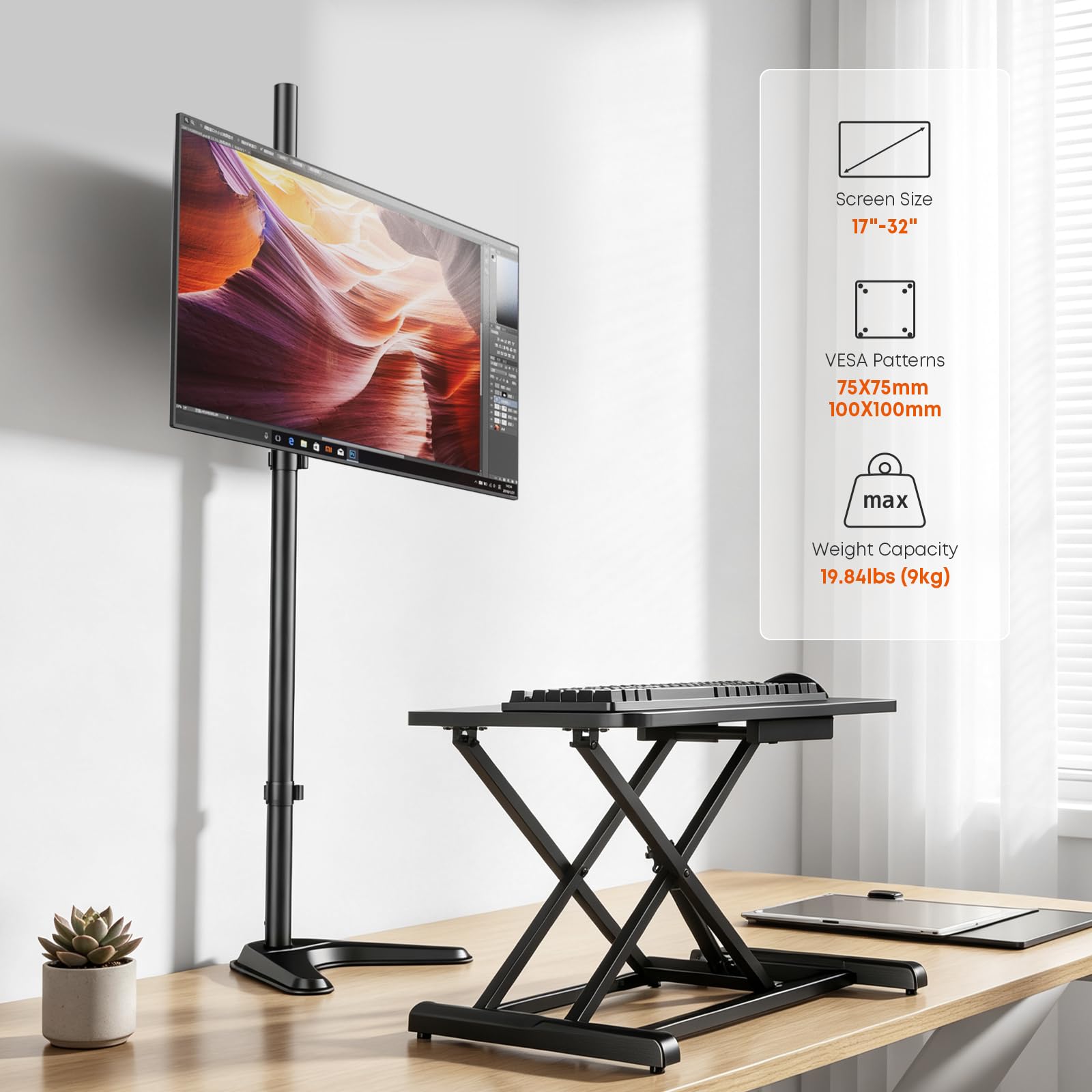 PUTORSEN Supporto singolo alto per monitor con palo da 48"
