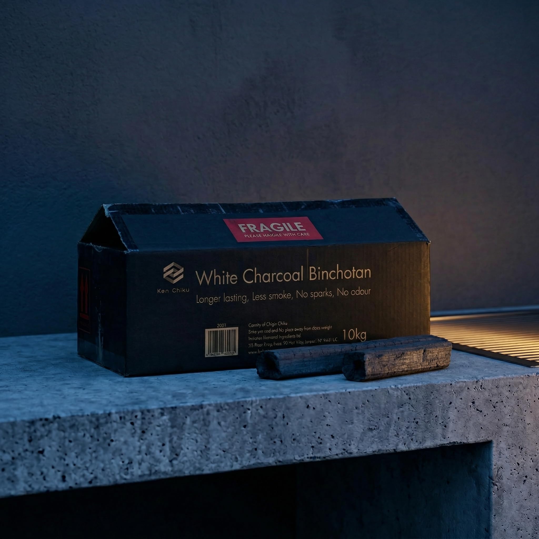 Ken Chiku - Charbon Blanc Binchotan 10Kg | Briquettes parfaites pour Le Barbecue | Longue durée de Combustion | sans fumée et sans Odeur | Charbon de Bois de qualité Restaurant