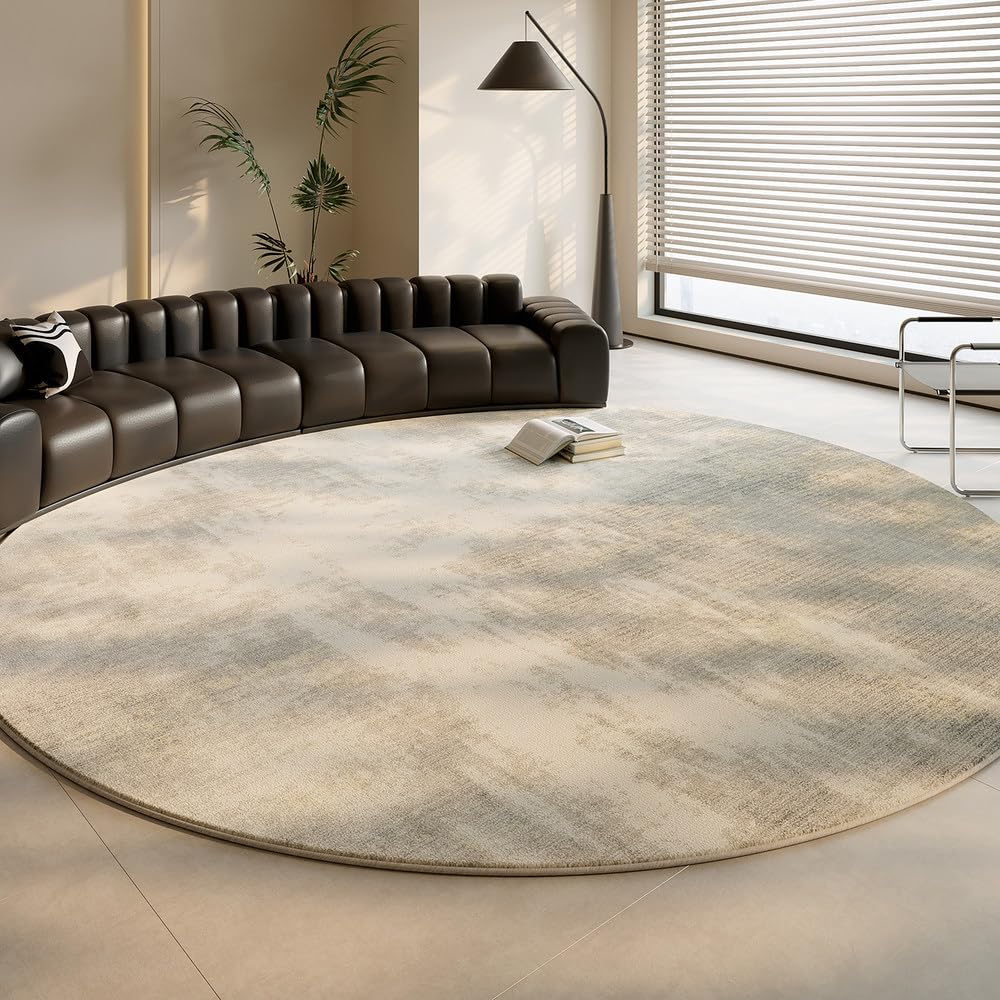 Tapis de luxe léger 80cm rond et épais en peluche pour chambre