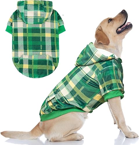 BEAUTYZOO Sudadera con capucha de forro polar para perro con bolsillo y agujero para la correa, ropa elástica para perros pequeños, medianos y