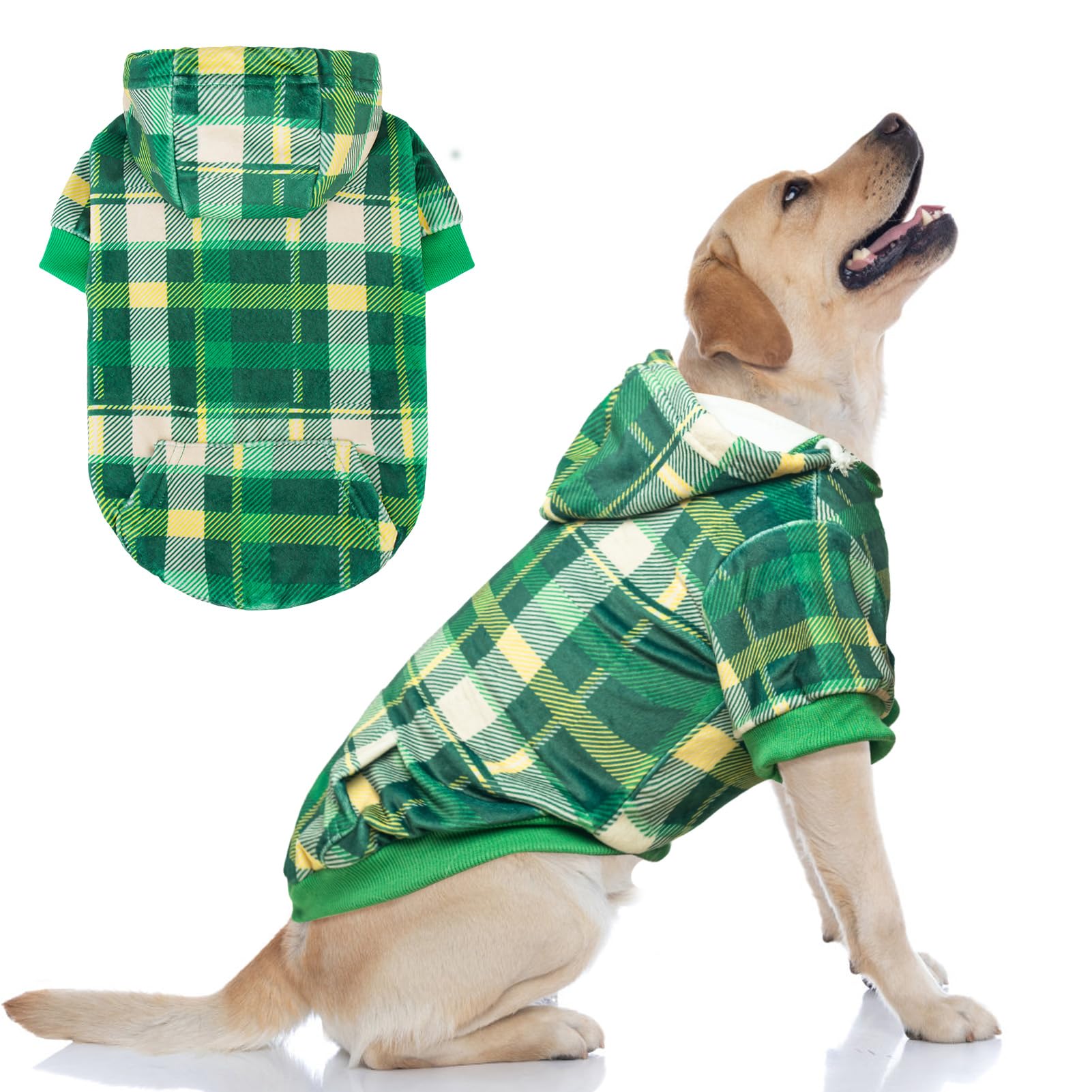 BEAUTYZOO Dog Hoodie Sweaters for Small Medium Large Size Dogs Girls Boys- Premium Quality, Ultra Soft, Superior Comfort Fit, Fleece Lined Hooded Sweatshirt- Cold Weather Pet Clothes Winter Coat,Plaid