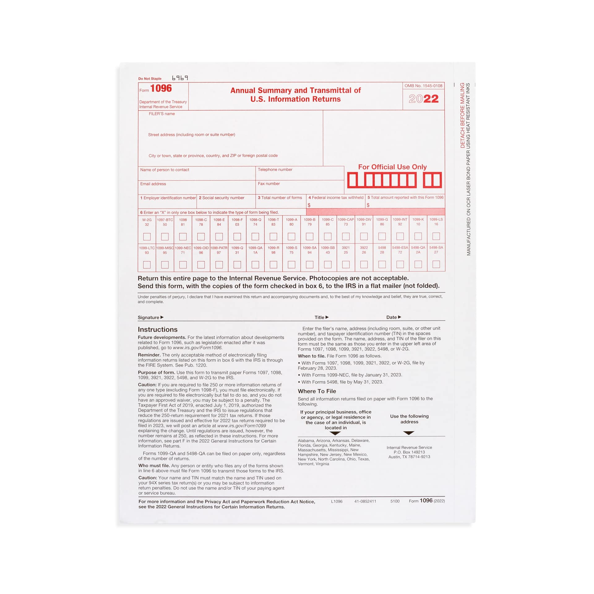 Blue Summit Supplies 50 W2 Envelopes, Self Seal, Double Window Security Envelopes Designed For Printed W2
