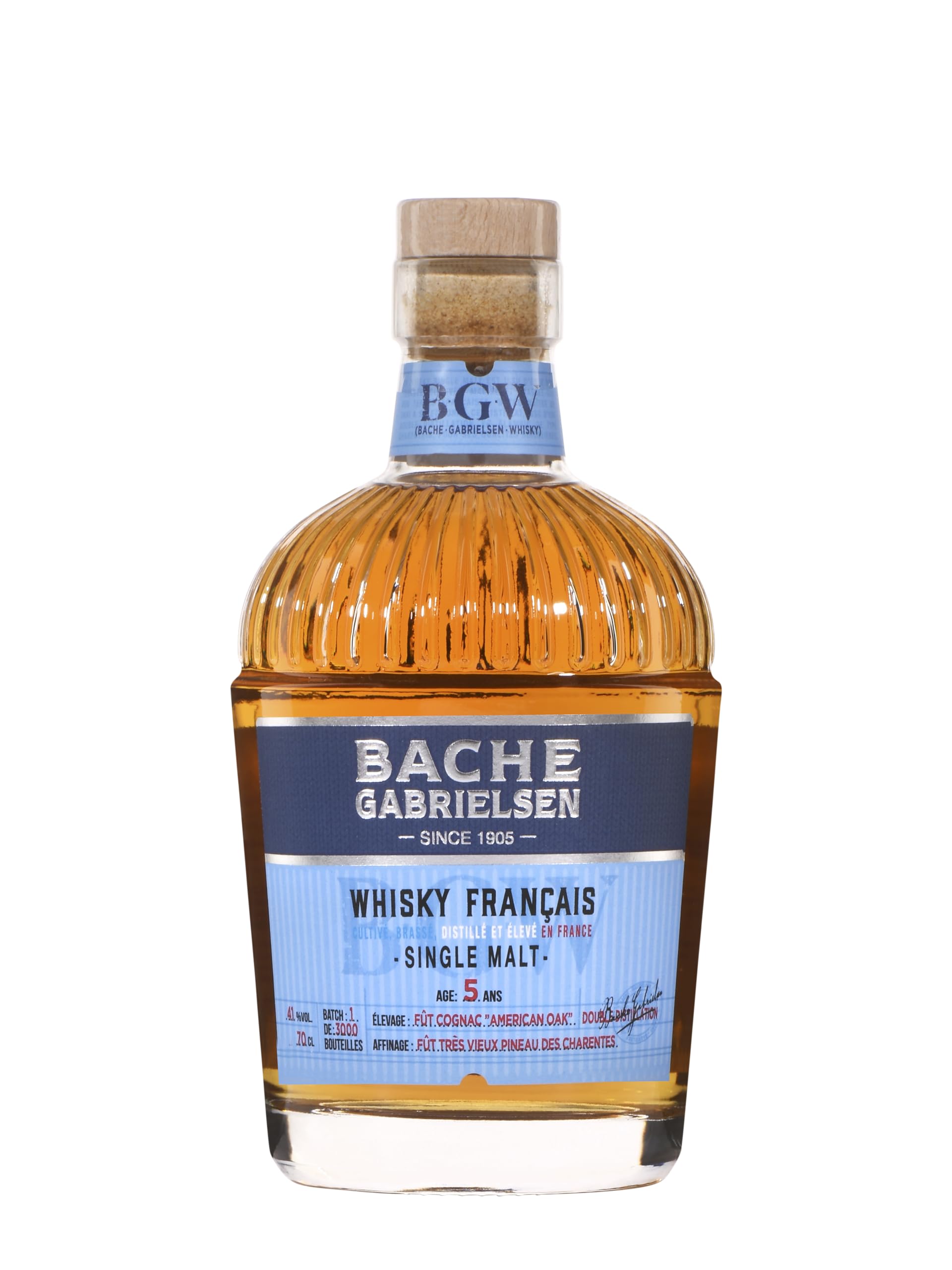 Whisky - Single Malt Whisky - Origine : France/Poitou-Charentes - 5 ans d'âge - Notes de Poire, Mirabelle & Miel - A servir en cocktail ou en digestif - 41% Alcool - 70cl