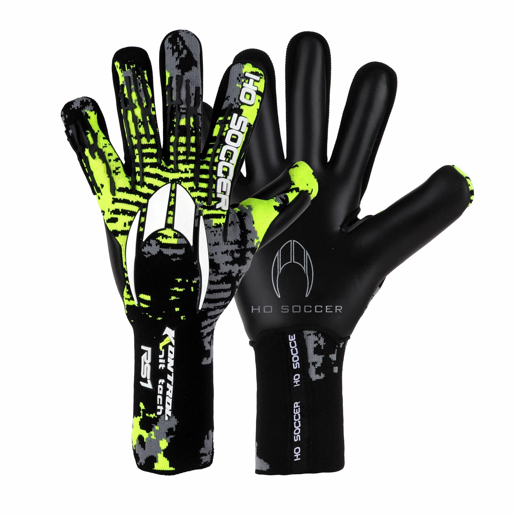 HO Soccer KONTROL Knit RS1 Lime Team Guantes de Portero, Unisex Adulto, Negro/Lima.