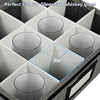 Vista 3 de HURZMORO Caja de almacenamiento para vaso de whisky, 12 soportes para vasos de whisky para organizador, interior totalmente acolchado