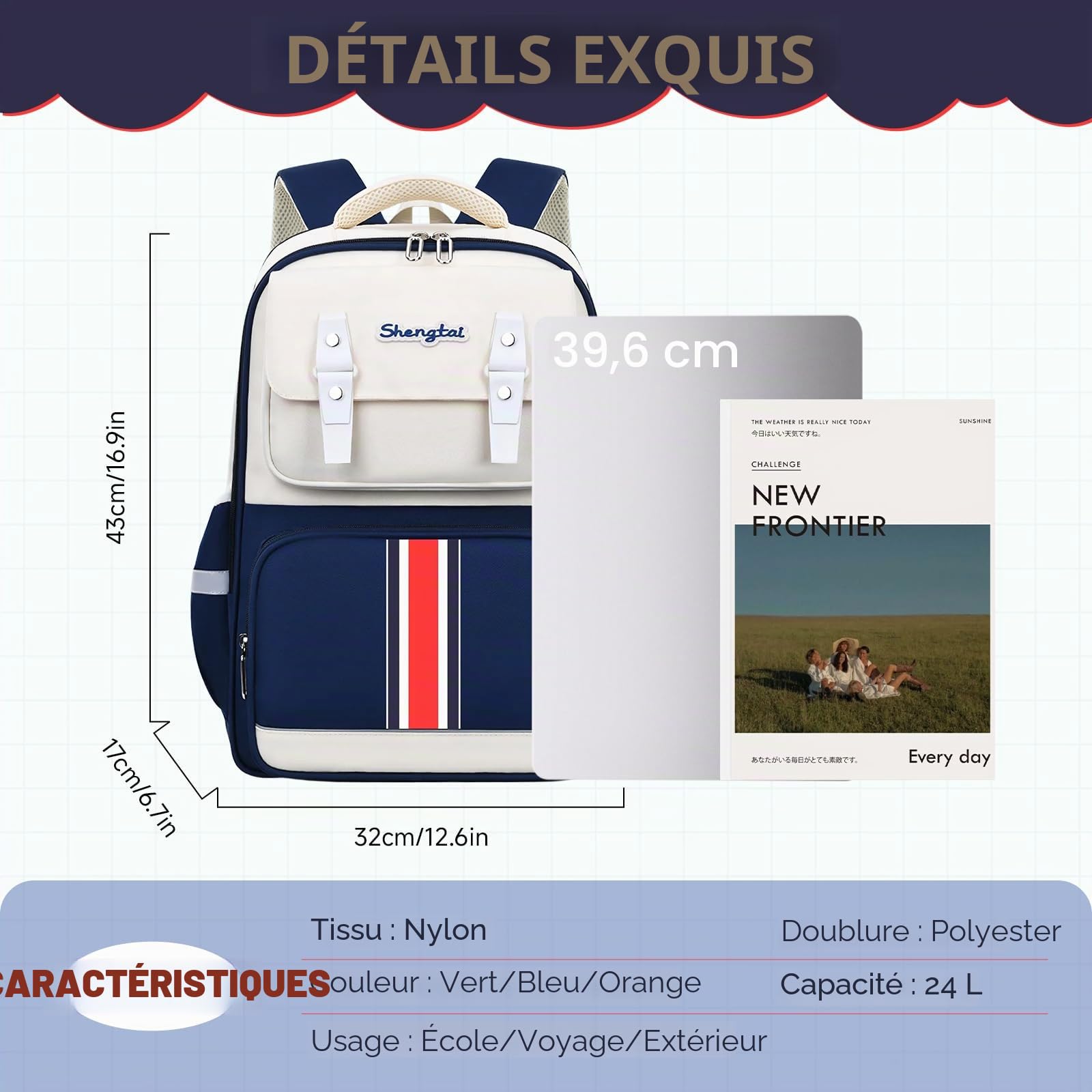 Amythe Sac à Dos Garçon Ergonomique Primaire,Cartable Enfant Scolaire avec Ceinture Poitrine, Sac Ecole Imperméable pour CP CE 6 à 10 ans-Bleu