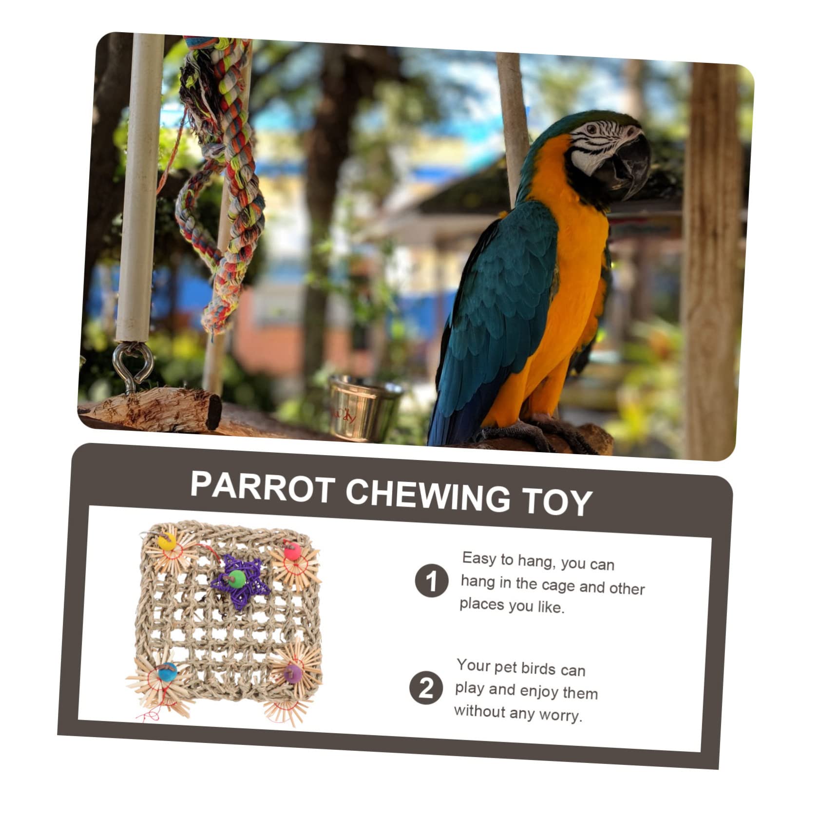 POPETPOP 3pièces Parfait pour Oiseaux Filet Herbe Tressée Jouet à Mâcher pour Perroquets Accessoire De Divertissement pour Oiseaux Encourage Exploration Développement Compétences