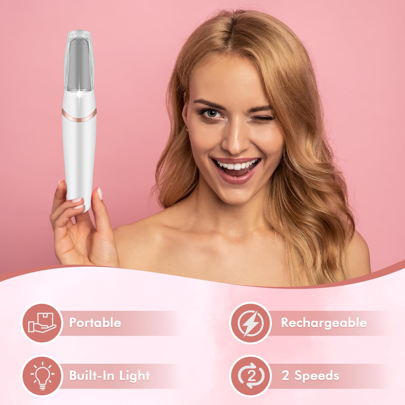 LIYUJSDZ Electric Foot File & Callus Remover, Professional Pedicure Tools for Dry, Calloused, Dead, Cracked and Hard Skin, Equipped with 2 Polishing Heads and 1 L Brush 3