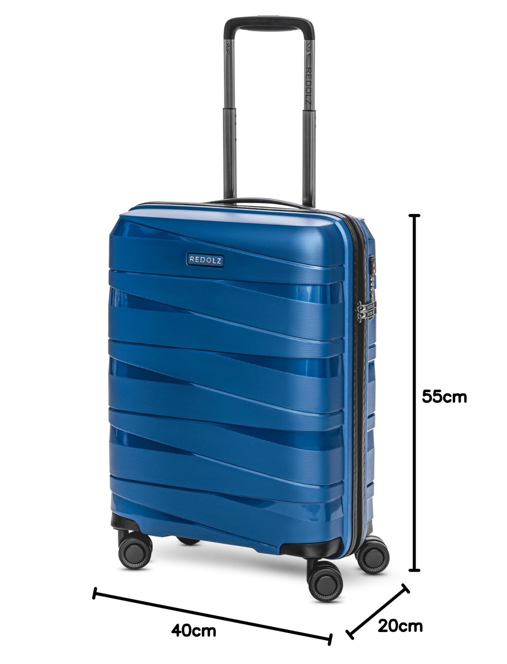 REDOLZ Essentials 10 artykułów podstawowych, niebieski metalik, Koffer S (55 cm), Walizka