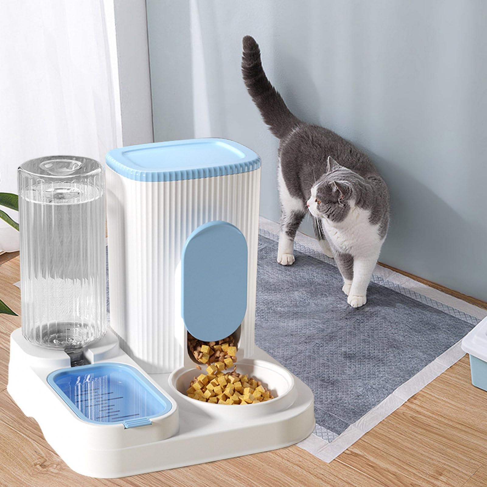 Distributore di cibo e acqua for gatti | Grande capacità 2 in 1 con