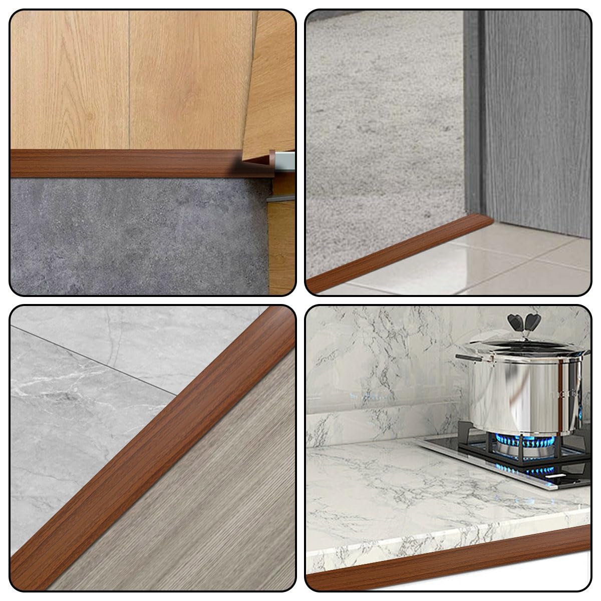 Perfil de transición autoadhesivo, perfil en T, 5 x 300 cm, tira autoadhesiva de PVC de transición en T, umbral de puerta, suelo para umbrales de puertas y suelos de conexión de baldosas laminadas