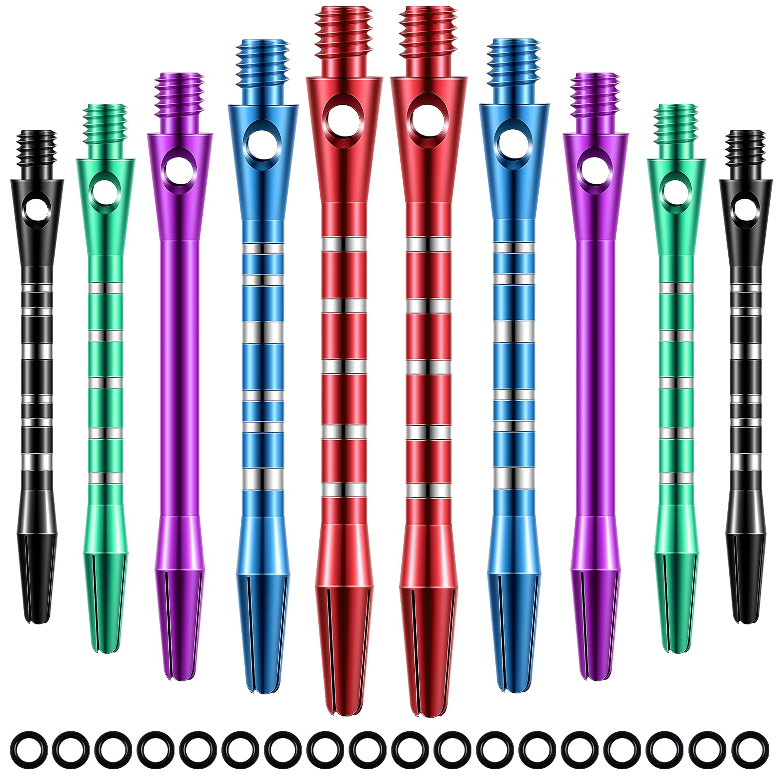 30 Pcs Dart Shafts for Steel Tip Medium 2BA Thread Aluminium Alloy Dart Stems 50 mm 53 mm with Rubber Rings Replacement Harrows Dart Accessories and Flights