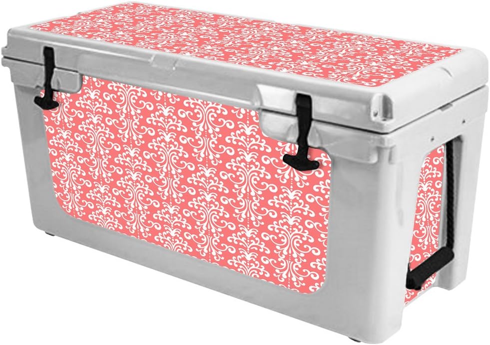 MightySkins (Cooler Not Included) Skin Compatible with RTIC 65 Cooler (2017 Model) - Coral Damask | Protective, Durable, and Unique Vinyl Decal wrap Cover | Easy to Apply | Made in The USA