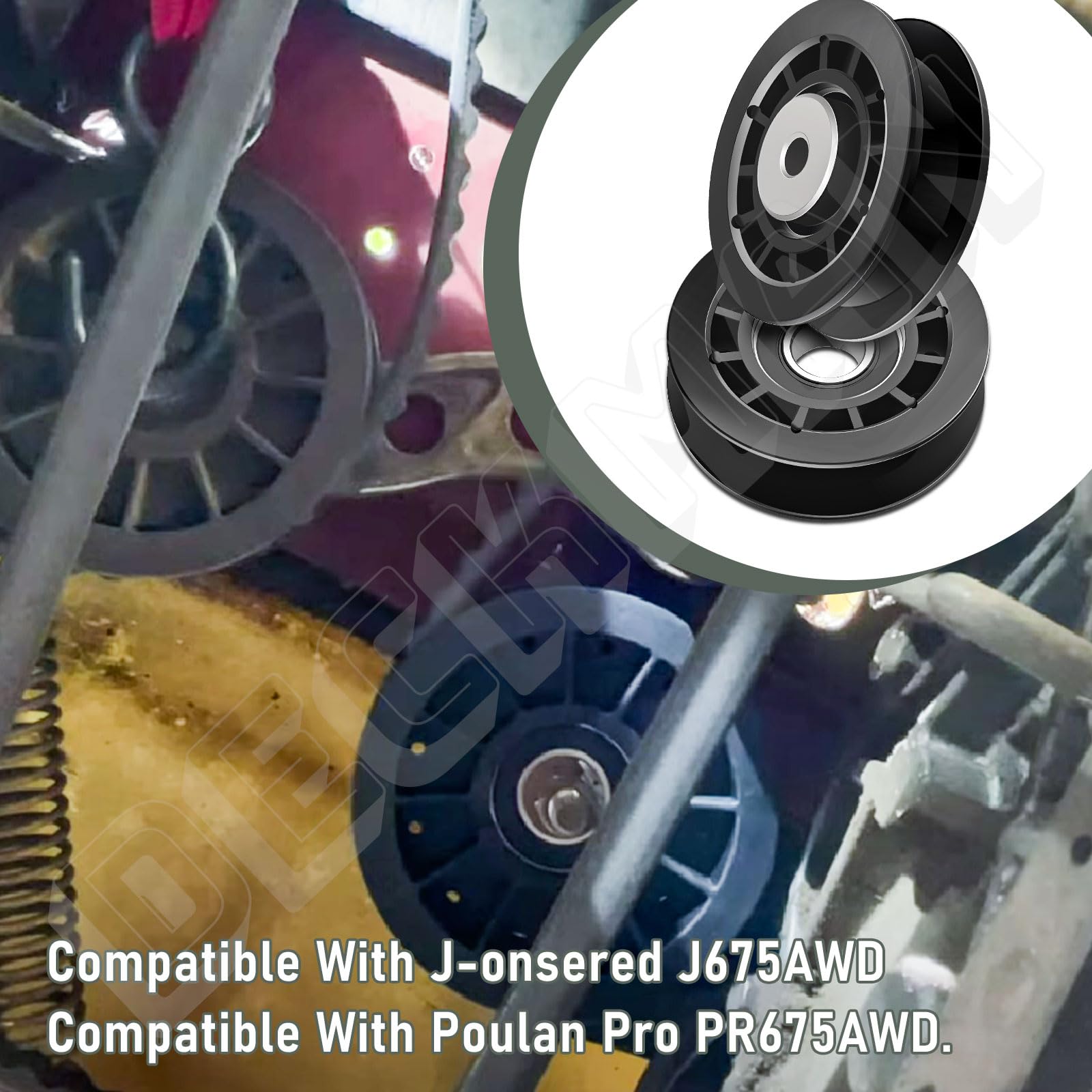 Polea tensora para cortacésped 587973001 para modelos Husqvarna HU675AWD, HU725AWD, HU700AWD, HU725AWD, Poulan PR675AWD, PR675AWD, sustituye a 5879730, 581904001 (kit de correa de polea)