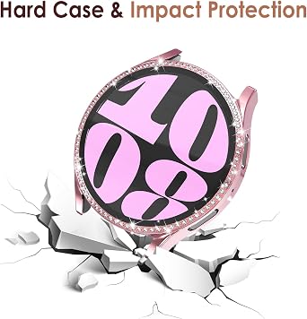 Simpeak 5-Pack Bling Screen Protector Case Compatible with Samsung Galaxy Watch 6 40mm 2023, HD Full Protection Bumper Case Cover Compatible with Galaxy Watch 6 40mm,Black,Silver,Gold,Blue,Rose Pink
