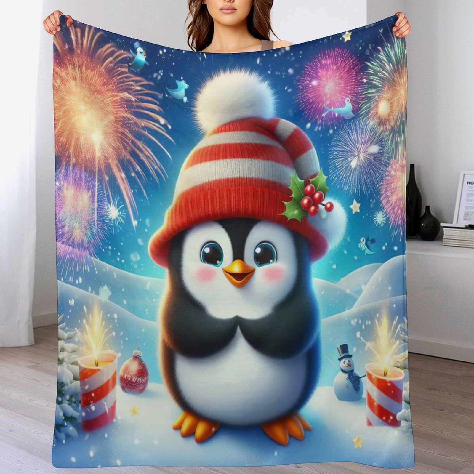 Couverture pingouin pour des moments douillets sur le canapé ou en voyage