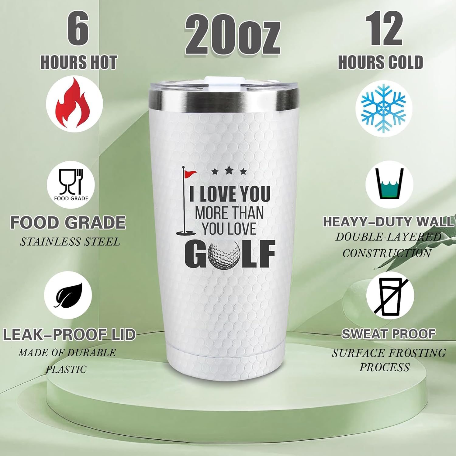 Golf Father's Day Gifts for Dad, 20 Oz Best Dad Golf Coffee Tumbler Cup Stainless Steel Mug with Straw, Lid and Keychain Set for Him Men Husband Boyfriend Father's Day Gift Christmas Gifts - Image 3