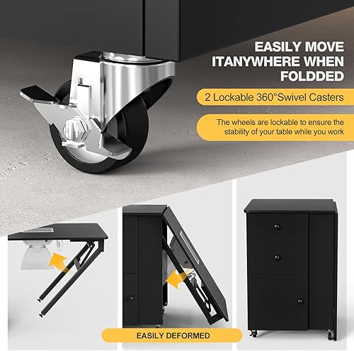 Miniatura 5 de Mesa de manicura plegable para uñas, estación de escritorio plegable de uñas para tecnología de uñas con ventilación eléctrica de corriente