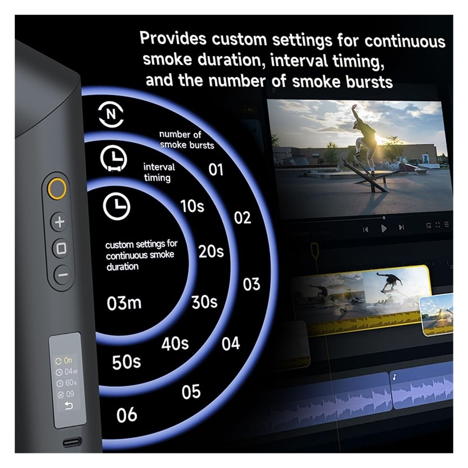 Máquina De Humo Portátil Y Flexible Con Control Remoto For Filmación Video Creación Ambiente En Espectáculos Ahorro EnergéTico Potente