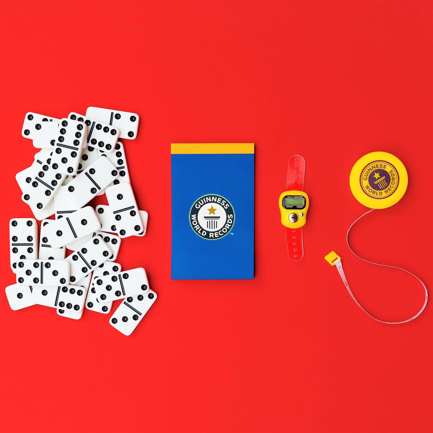Guinness World Records 2026 Dominoes Record Breaker Kit - World Record Holder Kit - Dominoes Set for Kids - Travel Board Game - Achievement Breaking Games - Guinness Book Records - Stocking Fillers