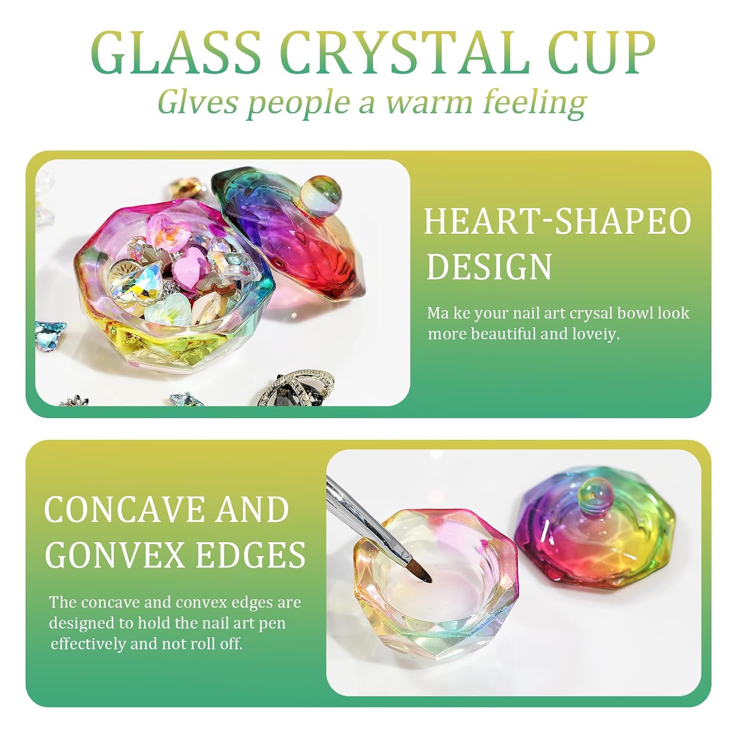 Nails Art Glass Acrylic Dappen Dish Nail Crystal Bowl Nail Liquids Crystal Cup Nail Design Tool Crystal Glass Dish Acrylic Liquids Powder Glass Dappen Dish Heart Shaped Nail Crystal Cup For Salon