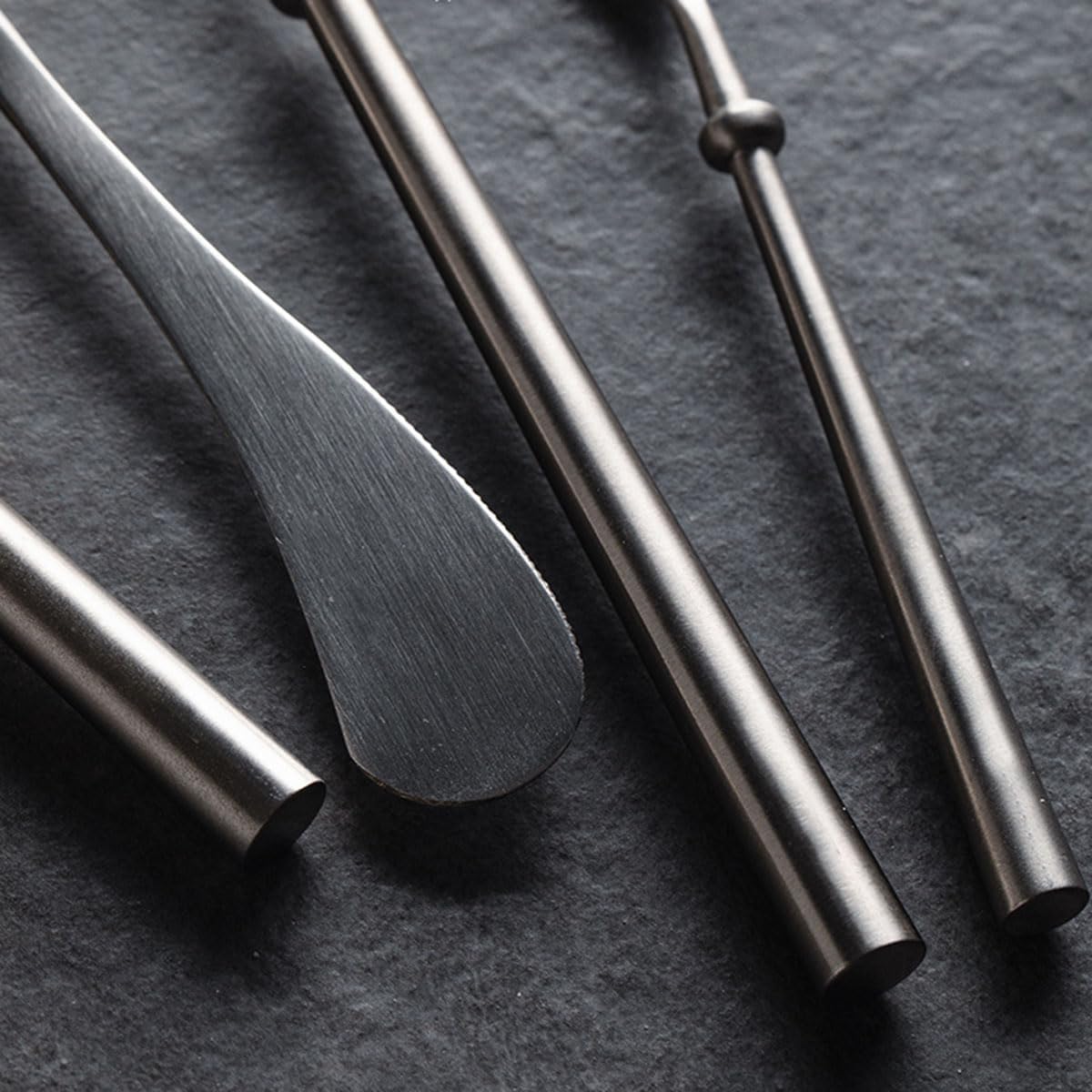 Stainless Steel Knife Fork, Bamboo Knives Forks16 Pieces Silverware Set Flatware Cutlery Service for 4，40 Piece Set for 10