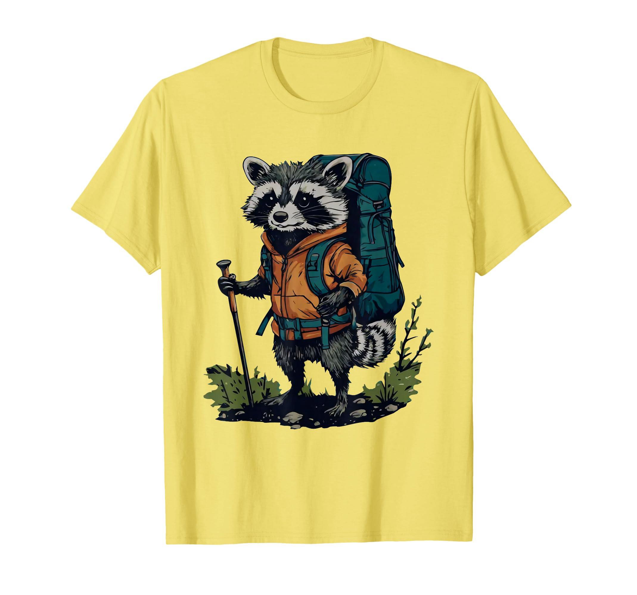 Racoon Backpacker Mountain Hiking Camping Funny T-Shirt