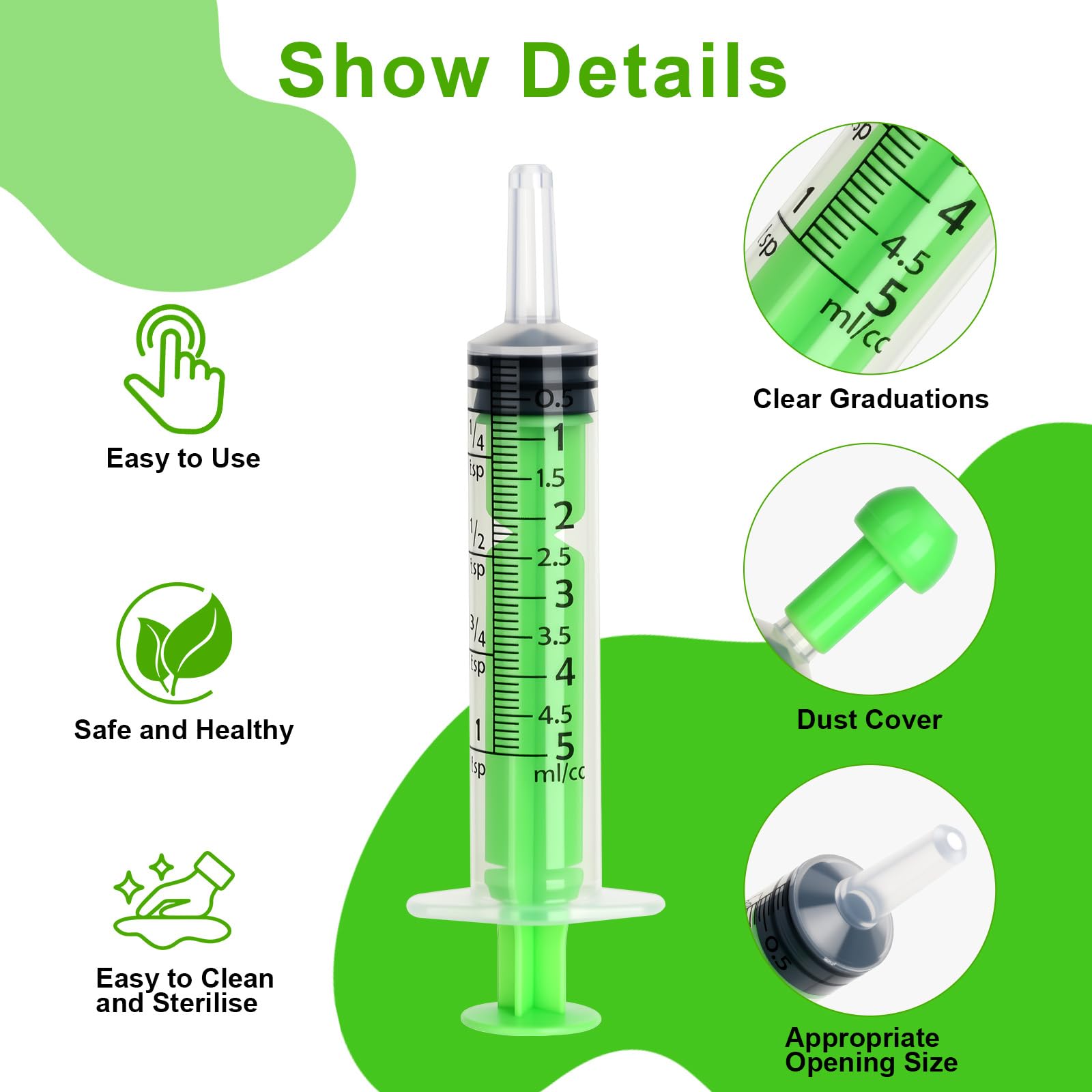 Strzykawki 5 ml – 10 sztuk strzykawek z pokrywką, strzykawka bez igły, strzykawka z tworzywa sztucznego, strzykawka dozująca, do laboratorium, roślin, oleju silnikowego lub płynu hamulcowego