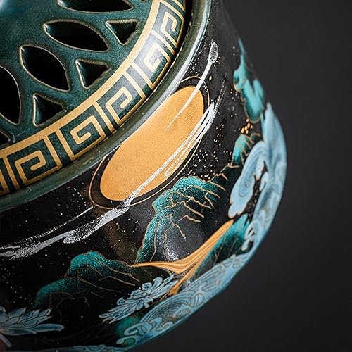 Miniatura 5 de CHORZHOW Quemador de incienso de cerámica, soporte para cono de incienso, acuarela, olas de mar y luna, soporte de bobina de incienso con soporte