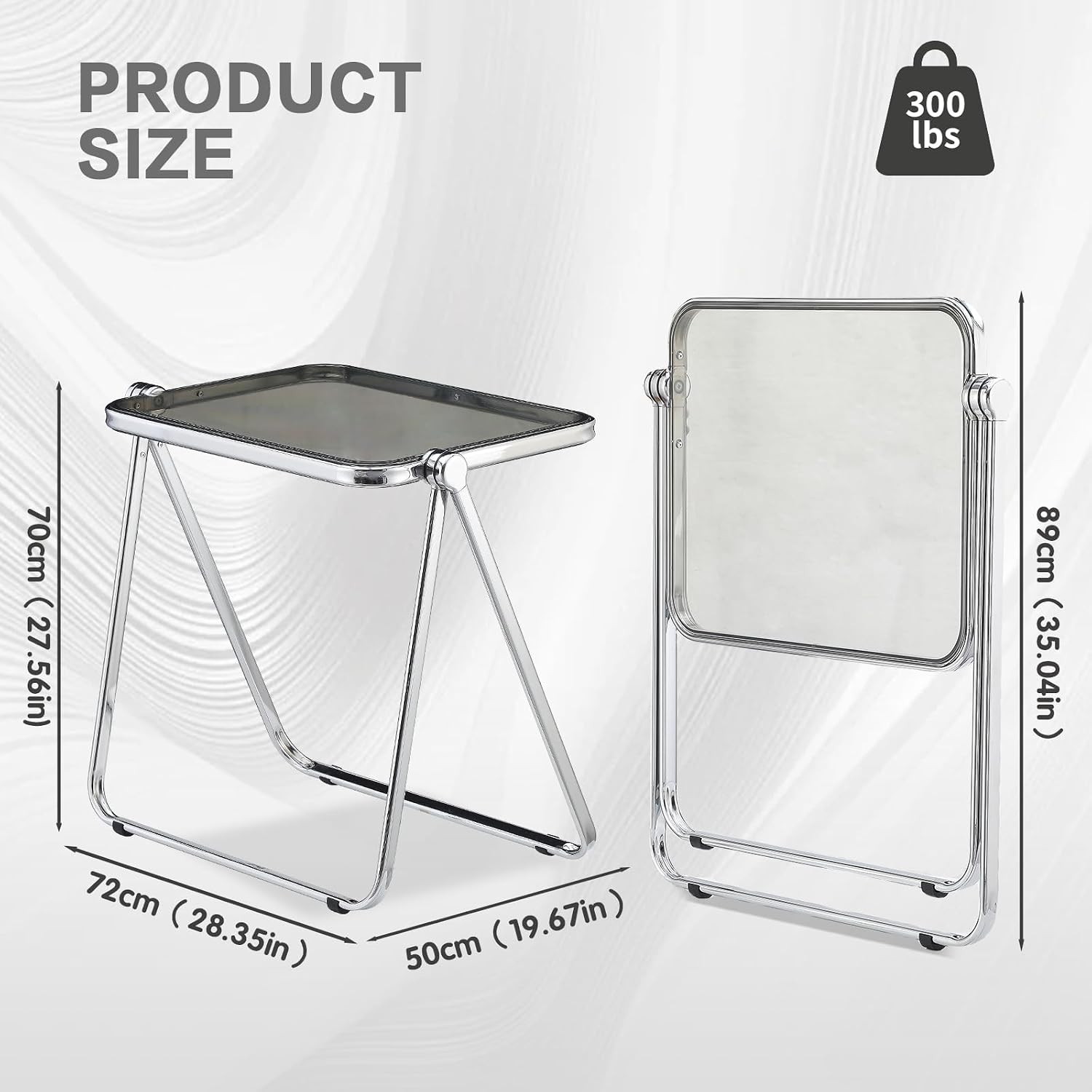 Gray Acrylic Folding TV Tray Table for Home Office and Couch image 2