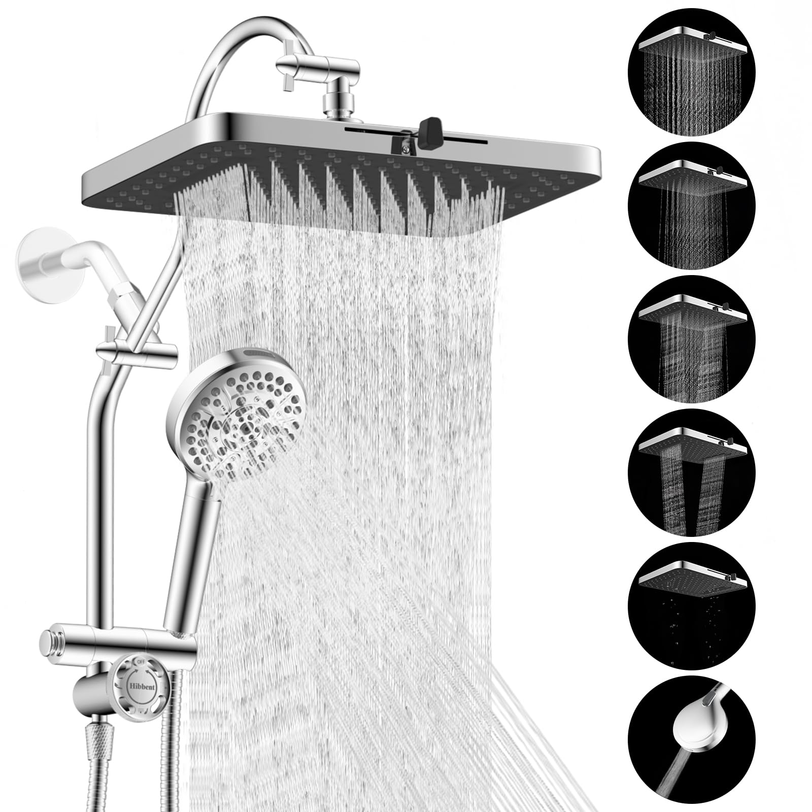Hibbent cUPC Certified 13 Shower Head Combo