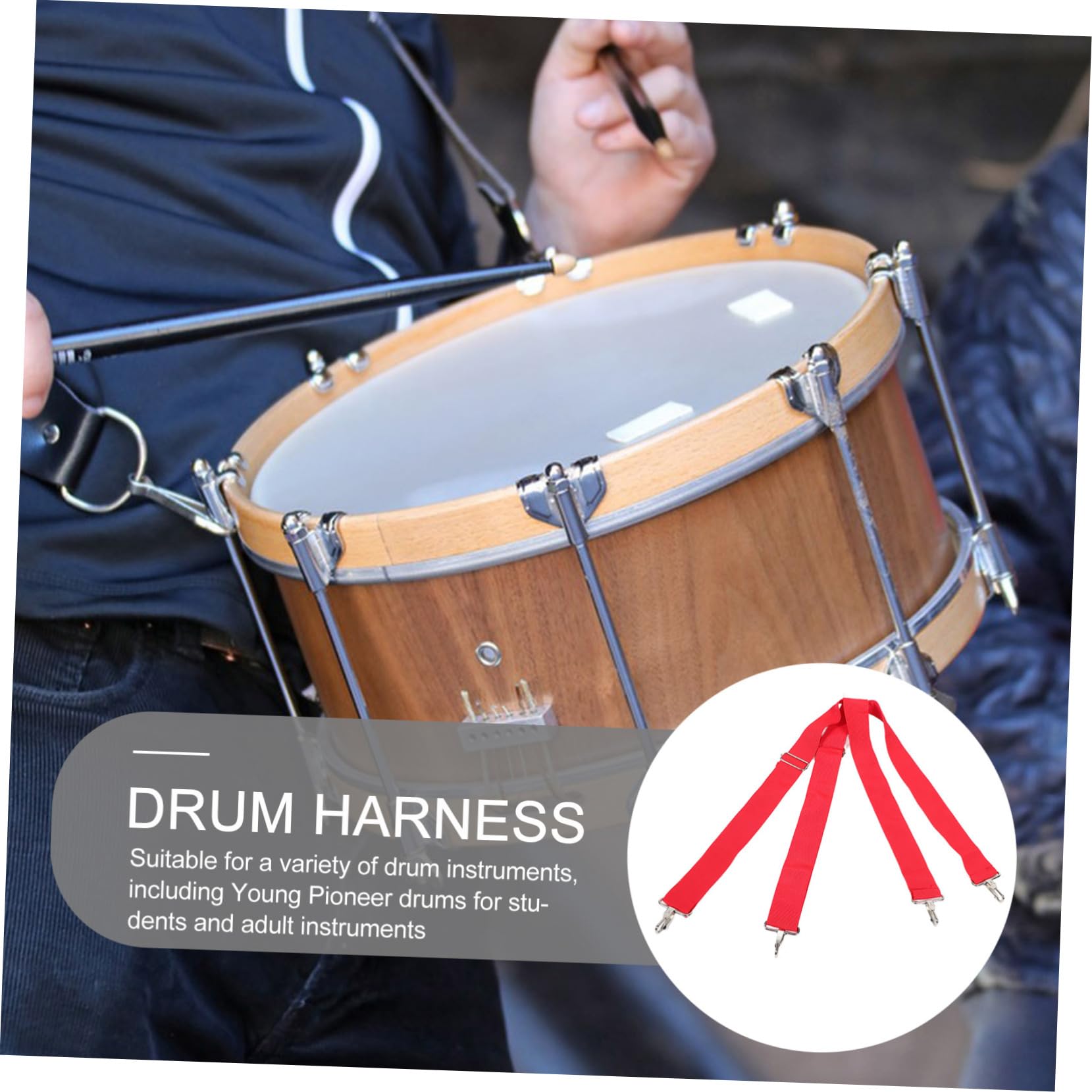 BESPORTBLE Adjustable Snare Drum Carrier Strap with Hook Comfortable Shoulder Sling for Snare Drum Musical Instrument Accessories Easy to Clean Durable Convenient for All Players