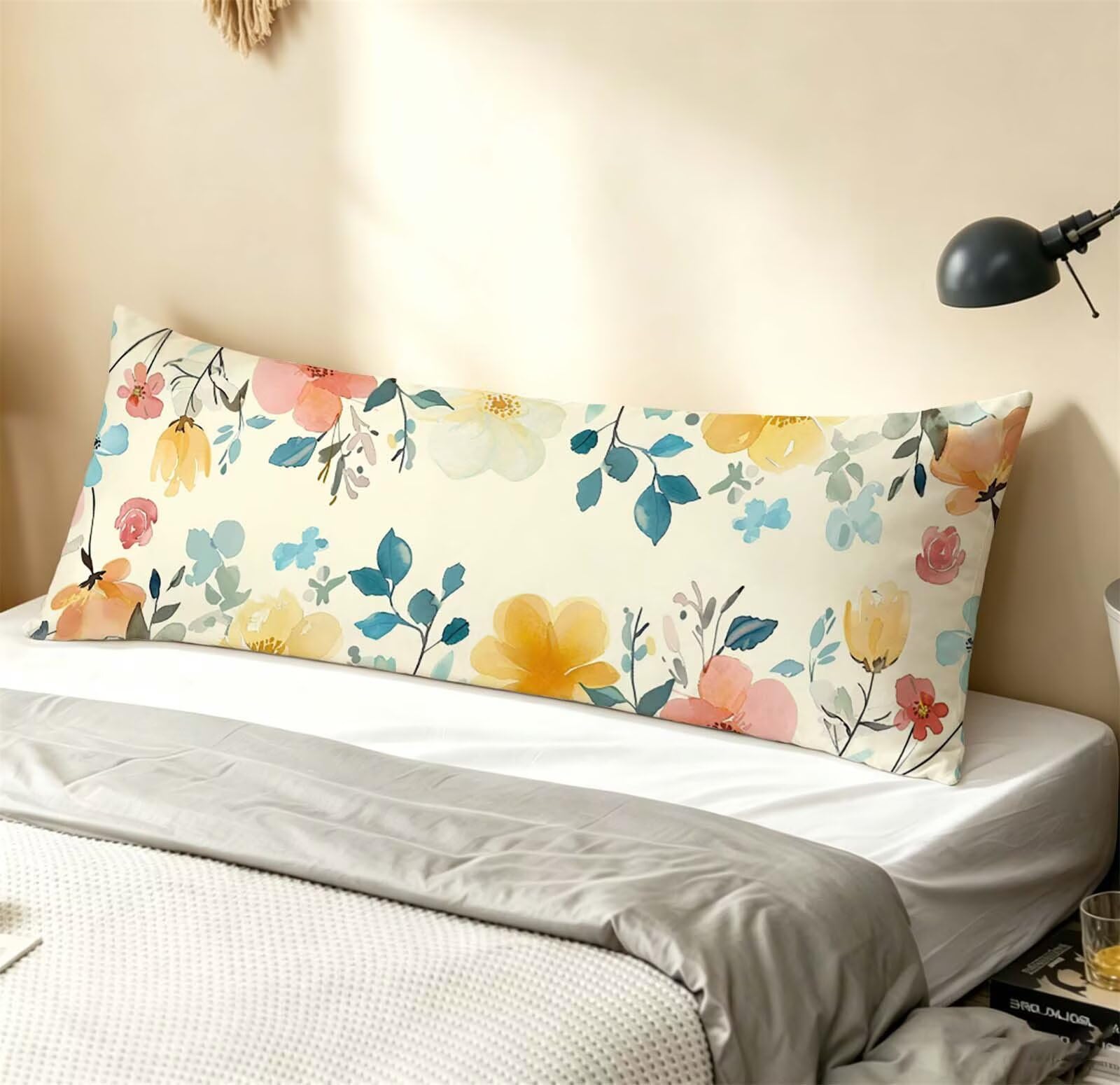 Fodera Cuscino 50 x 150 cm, Rosa-27 Velluto Copricuscini Letto, | con Invisibile Cerniera, Morbida e Traspirante, per biancheria da letto, divano, hotel, chi dorme sul fianco Giallo j-153