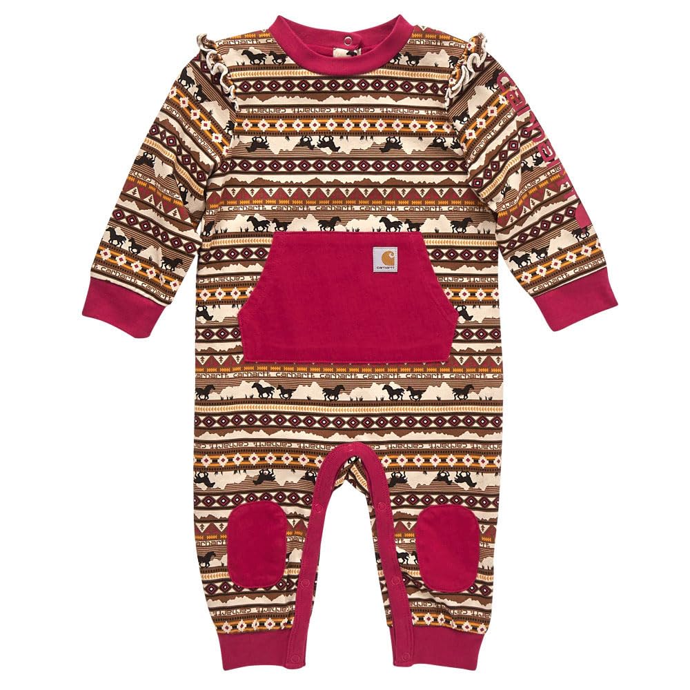 Carhartt Baby Girls Long-Sleeve Printed Coverall, Cherries Jubilee, 12 Months
