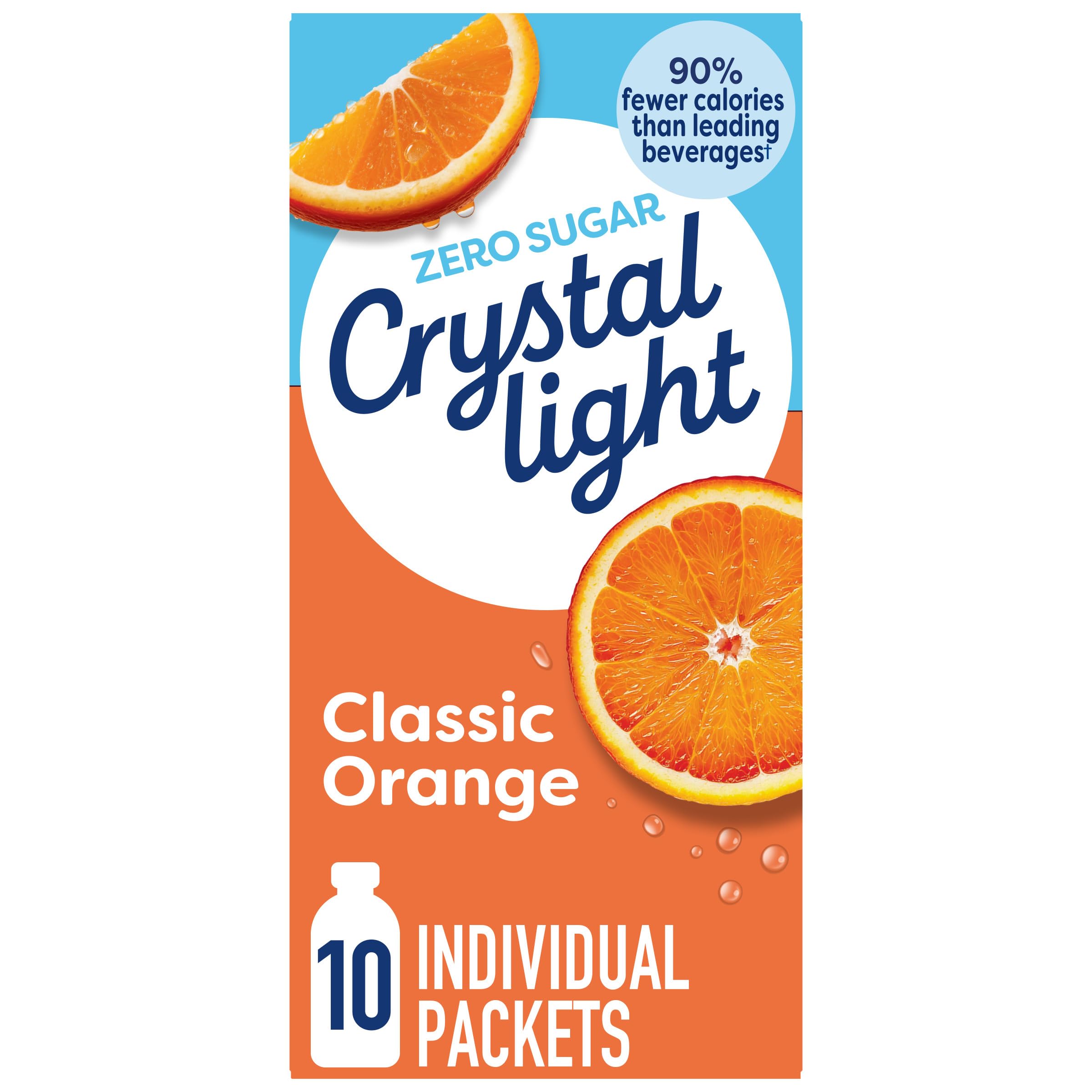 Crystal Light Classic Orange Naturally Flavored Powdered Drink Mix, 120 ct Pack, 12 Boxes of 10 On-the-Go-Packets